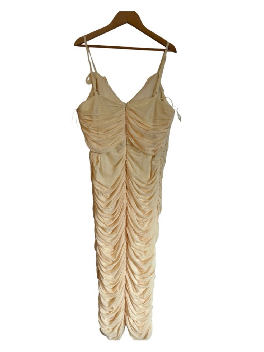 Lipsy Buttermilk Yellow Mesh Ruffle
Ruched Midi Bodycon Dress - Picture 2 of 7